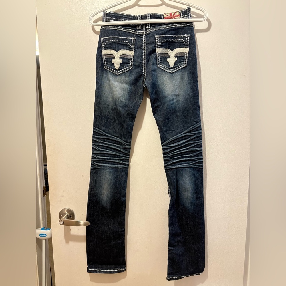 Machine Distressed Blue Jeans - Picture 5 of 5